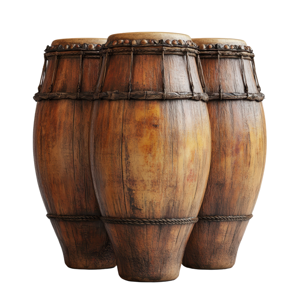 Musical instruments crafted from wood, showcasing unique designs and cultural significance isolated on transparent background. png