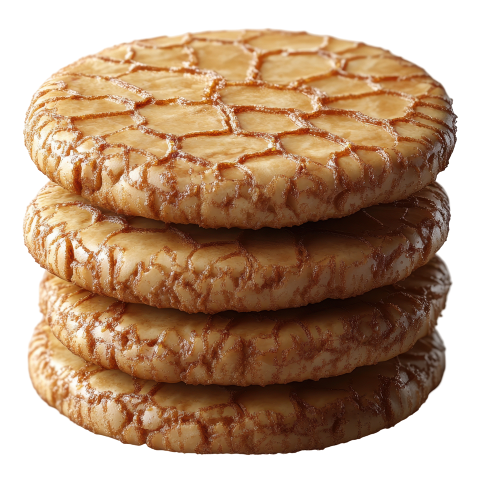 Delicious stack of textured cookies with honey glaze displayed against a simple background isolated on transparent background. png