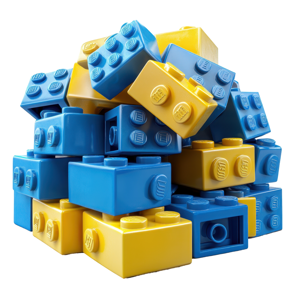 Colorful building blocks stacked creatively at a play area, inviting imaginative construction fun isolated on transparent background. png