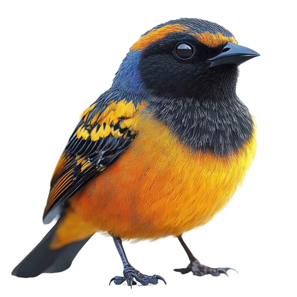 Vibrant bird perched with colorful plumage in natural habitat showcasing intricate feather patterns isolated on transparent background. png