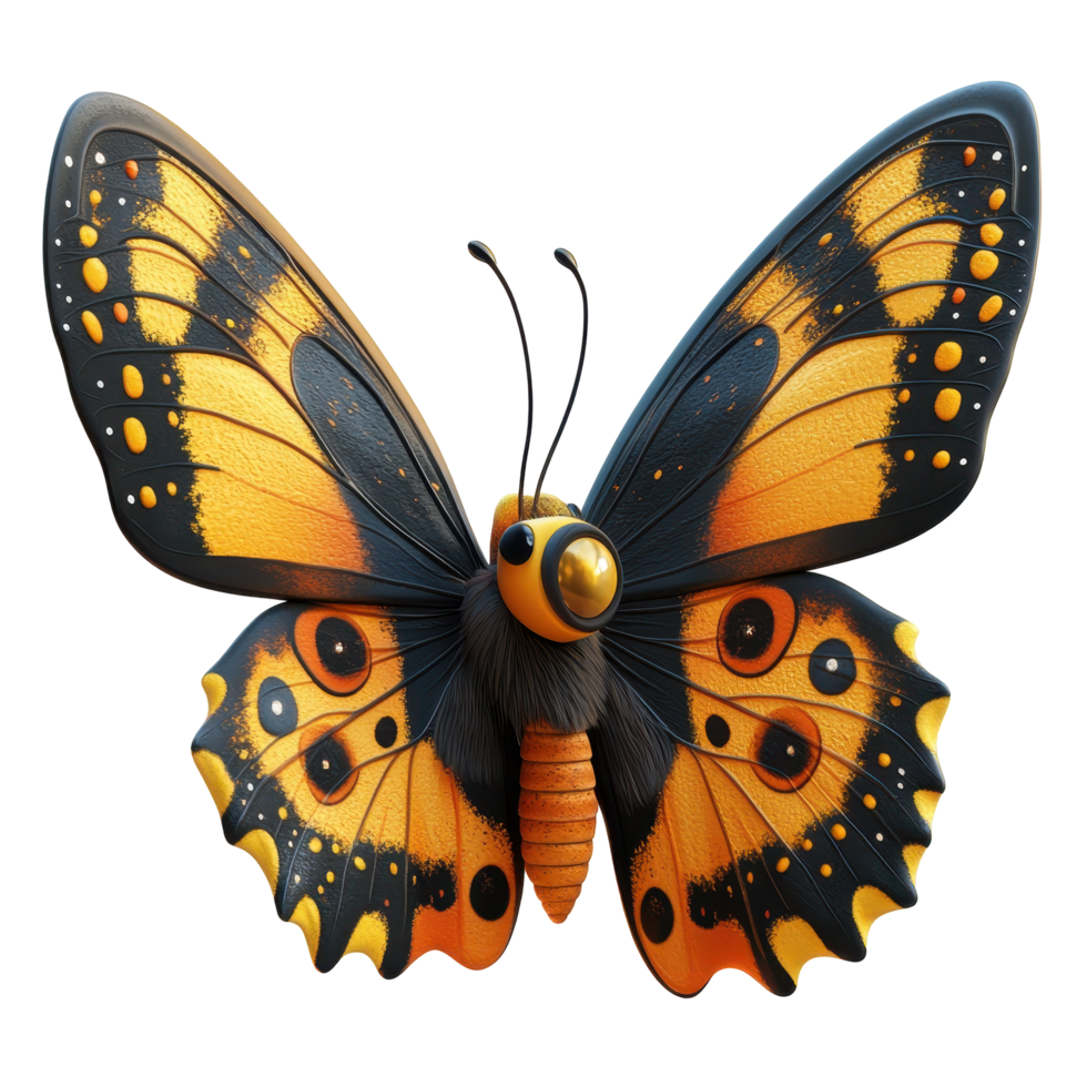 Vibrant butterfly perched on a leaf showcasing vivid colors in a natural setting isolated on transparent background. png