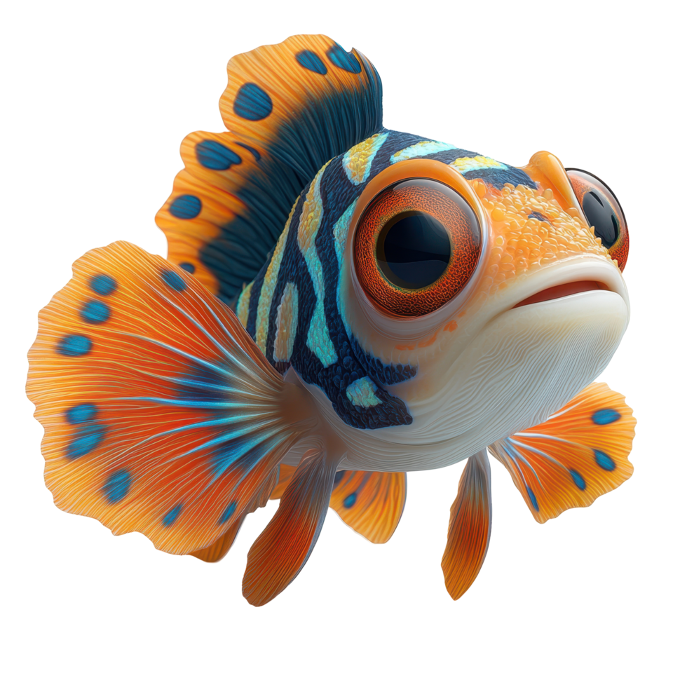 Colorful tropical fish swimming gracefully in a vibrant underwater environment isolated on transparent background. png