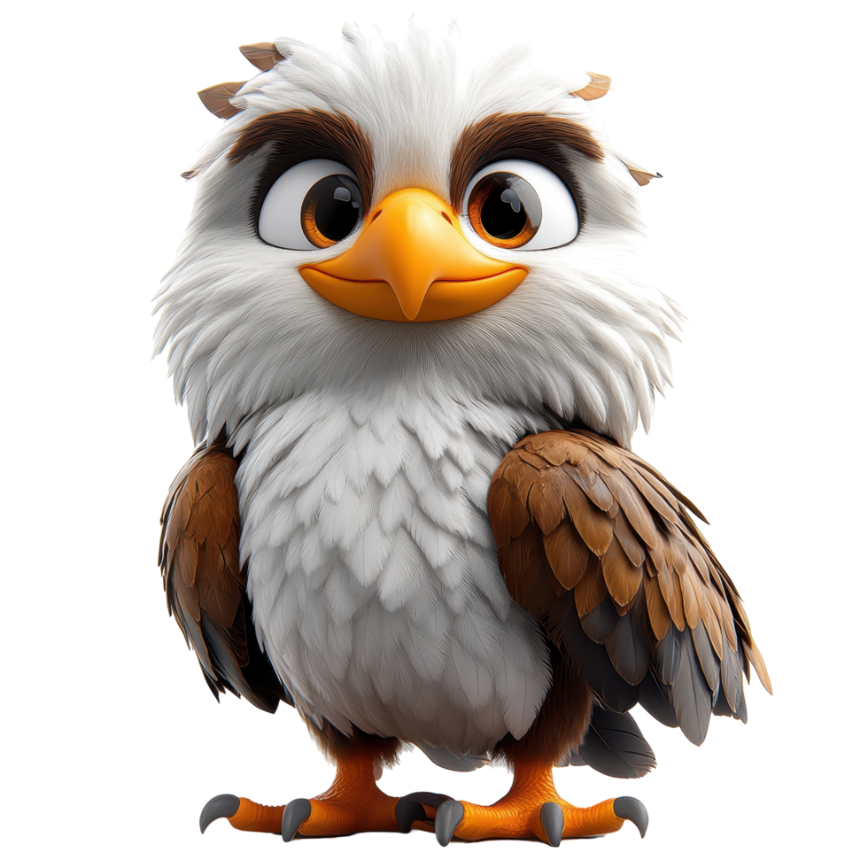 Cartoon owl character stands confidently with an inviting expression in a friendly and colorful design isolated on transparent background. png