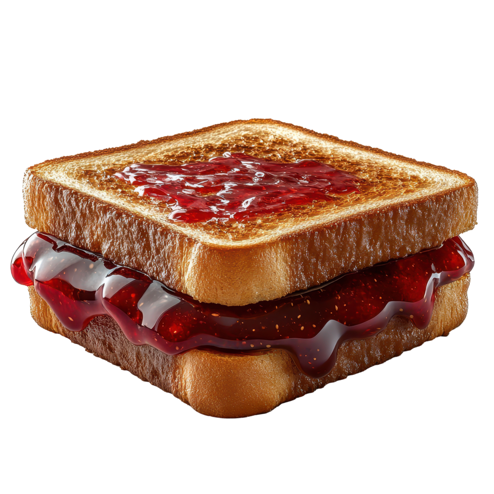 Delicious toasted sandwich with jelly filling on a clean surface ready to be enjoyed at any time of day isolated on transparent background. png