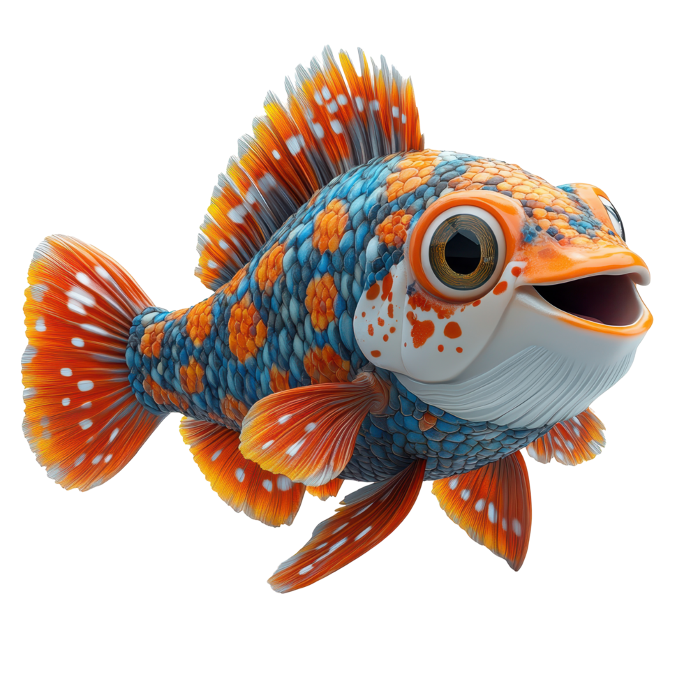 Colorful fish swimming joyfully in a bright underwater environment full of coral and aquatic plants during daylight hours isolated on transparent background. png