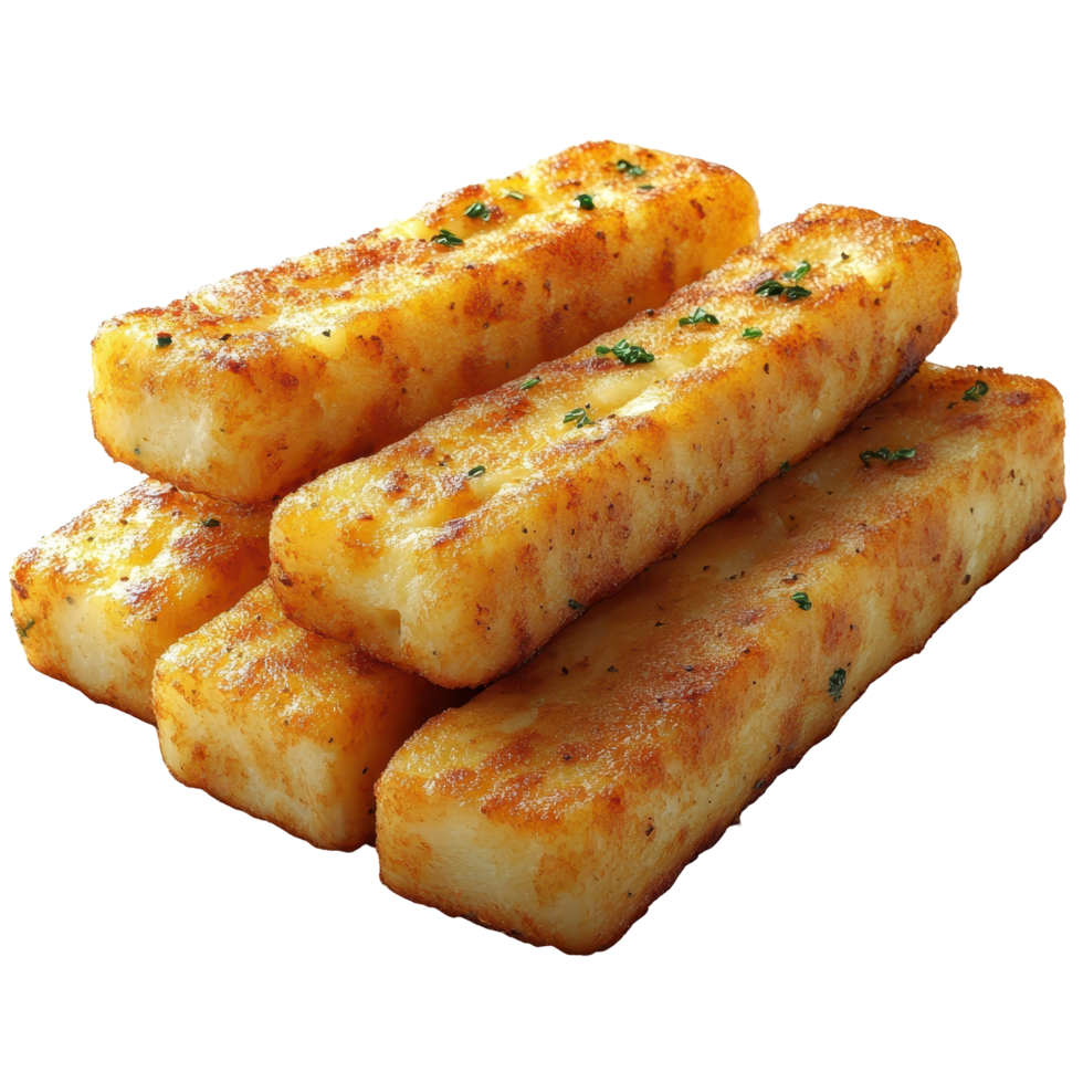 Crispy golden potato cakes stacked on a plate, showcasing a delicious and savory snack option for any occasion isolated on transparent background. png