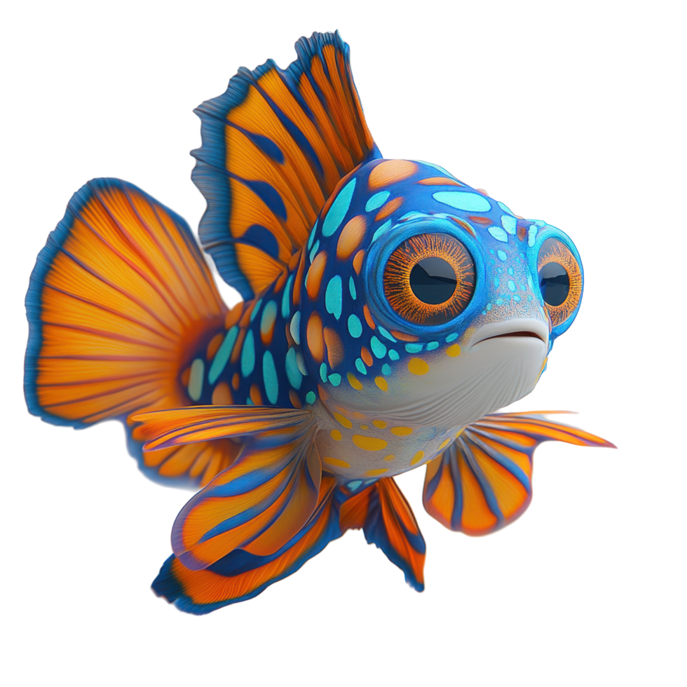 Colorful fish with vibrant fins swims serenely in a bright aquatic environment capturing attention and imagination isolated on transparent background. png