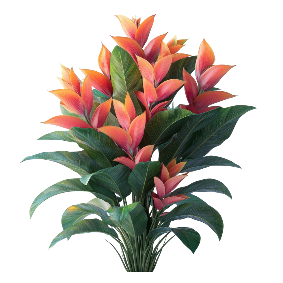Vibrant tropical plant with bright pink and green foliage displayed indoors in a cozy environment isolated on transparent background. png