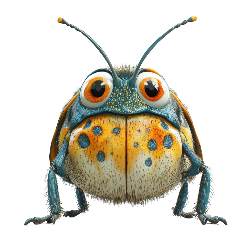 Unique cartoon frog character with vibrant colors and large eyes in a playful pose isolated on transparent background. png