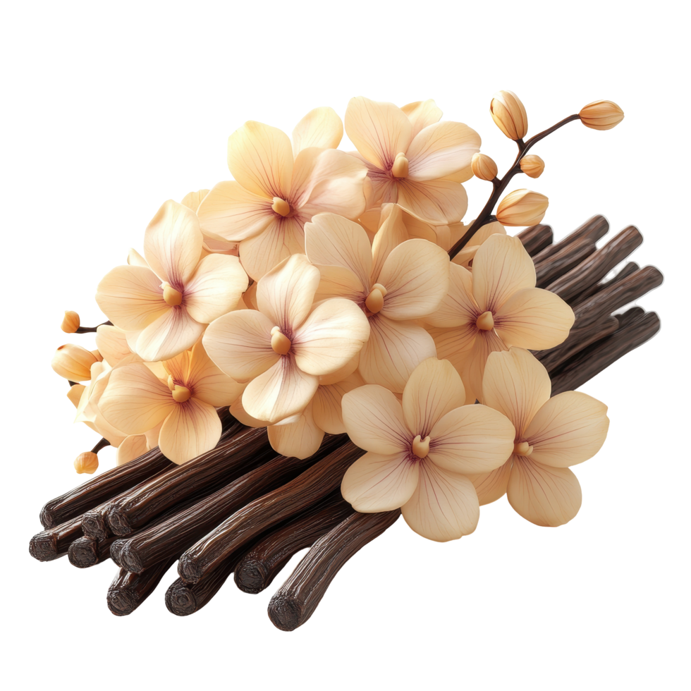 Beautiful arrangement of delicate flowers and natural twigs on a soft background for decorative display and crafts isolated on transparent background. png