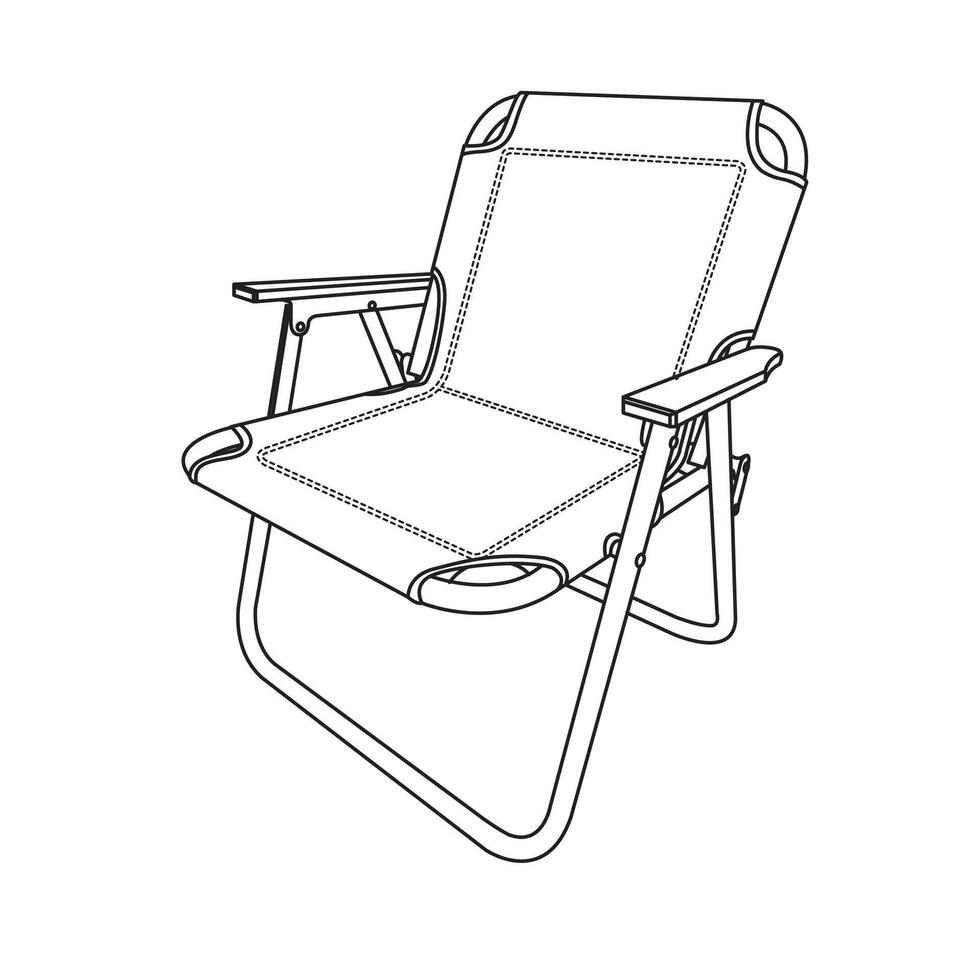 line drawing of a camping chair with backrest. vector