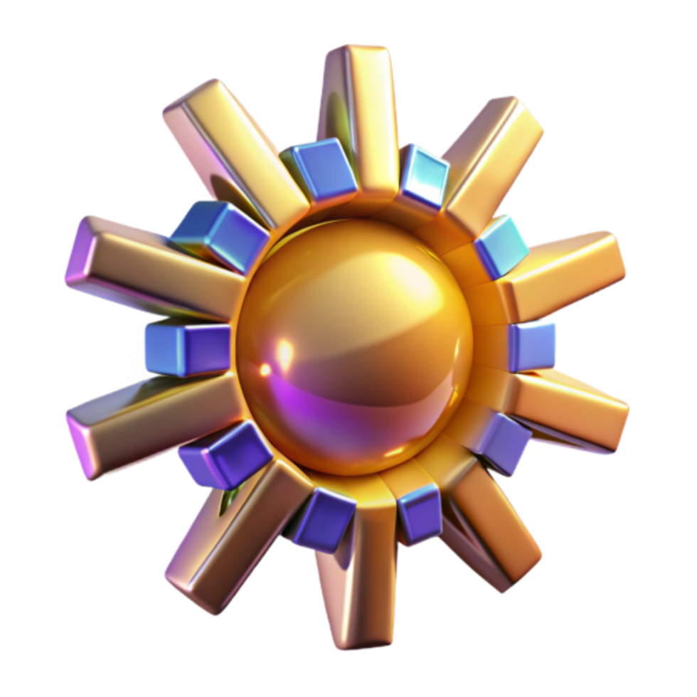 Golden Sunburst 3D Render Abstract Background Illustration png