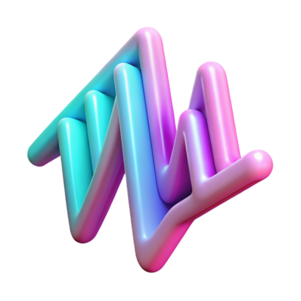 Abstract 3D Render of Intertwined Gradient Tubes, Pink and Blue Swirls, Dynamic Design Element png