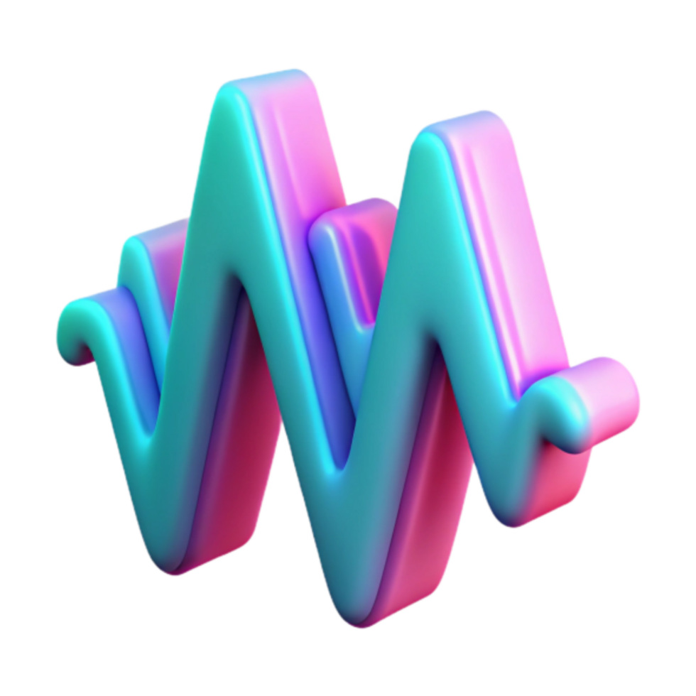 Abstract 3D Waveform Pink and Blue Gradient Illustration png