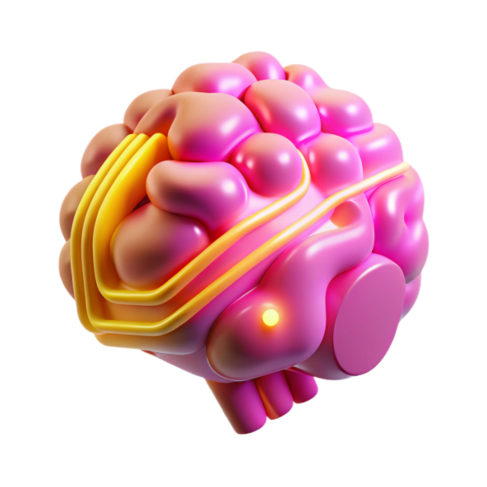Pink and Yellow 3D Brain Illustration Abstract Background png