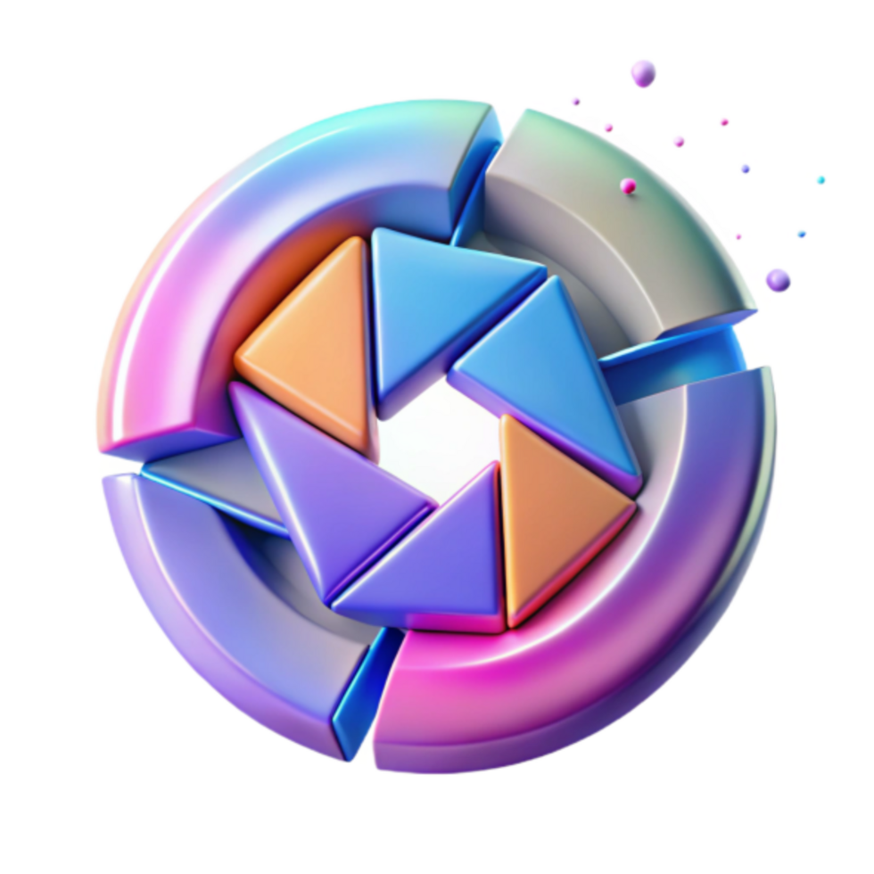 Abstract 3D Circular Puzzle Design with Vibrant Triangles png