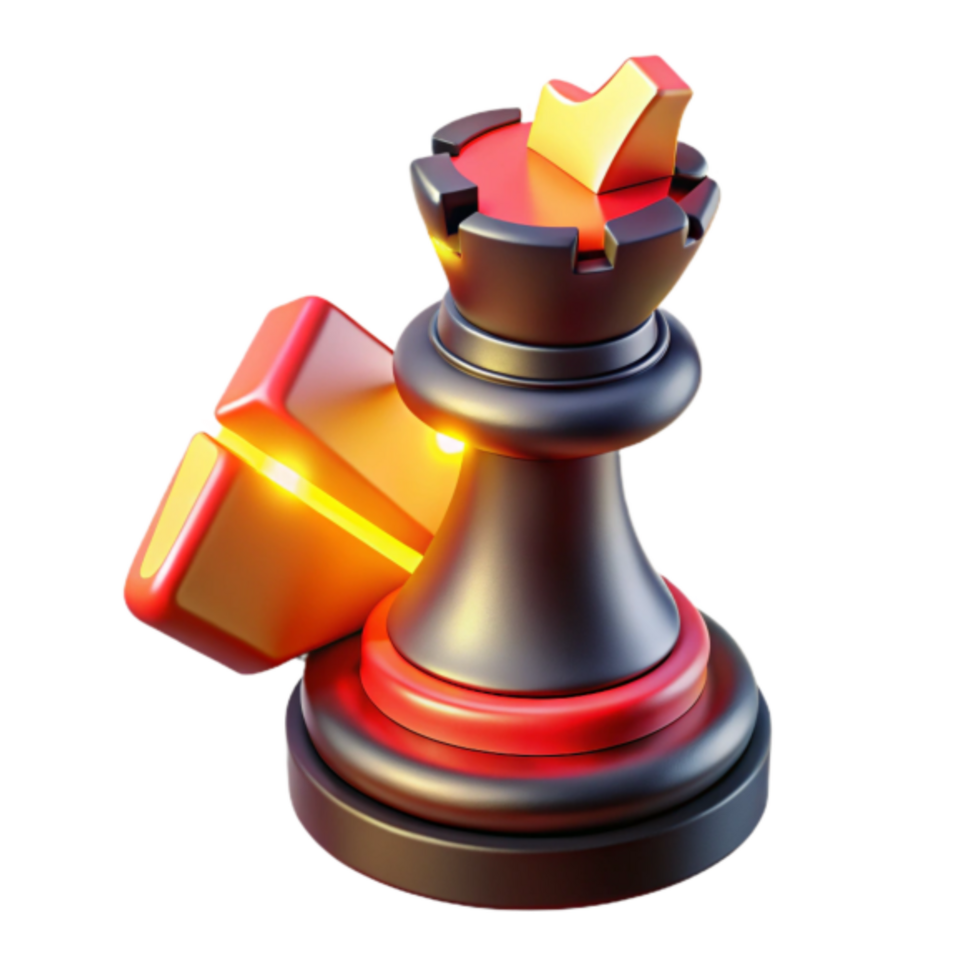 3D Render of a Chess Queen with Glowing Element, Strategy Game Piece Illustration png
