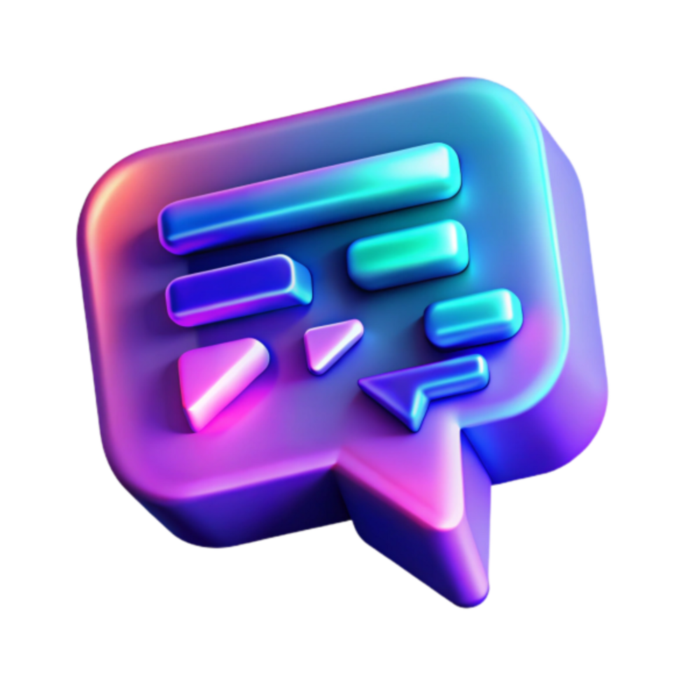 Vibrant 3D Chat Bubble Illustration Neon Gradient Colors png