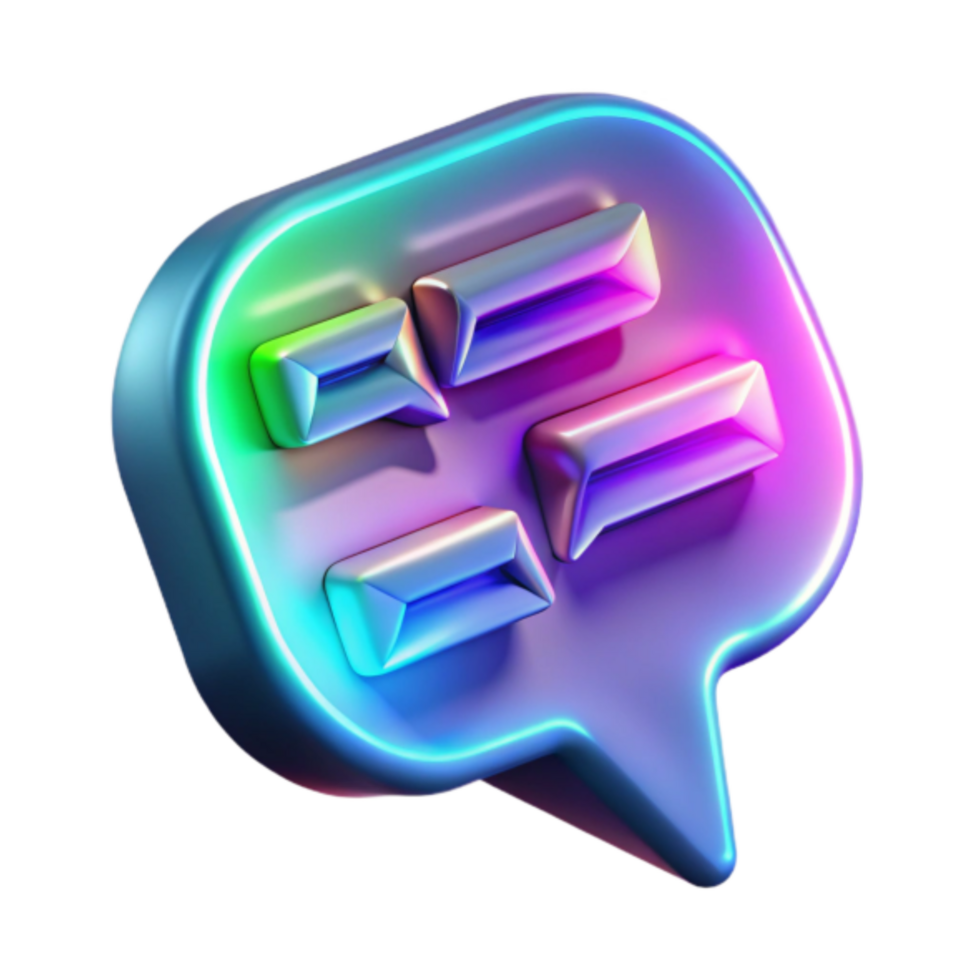 Neon Gradient 3D Speech Bubble Icon Illustration png