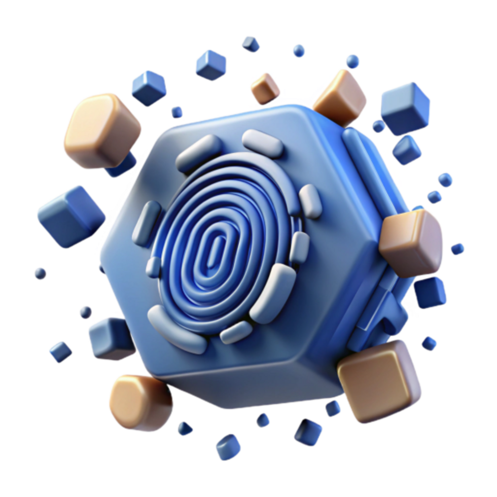 abstrato 3d render hexagonal objeto com rodopiando padronizar e flutuando cubos png