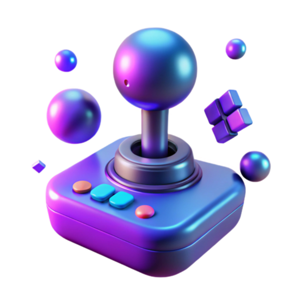 Retro Gaming Joystick 3D Render Abstract Background png