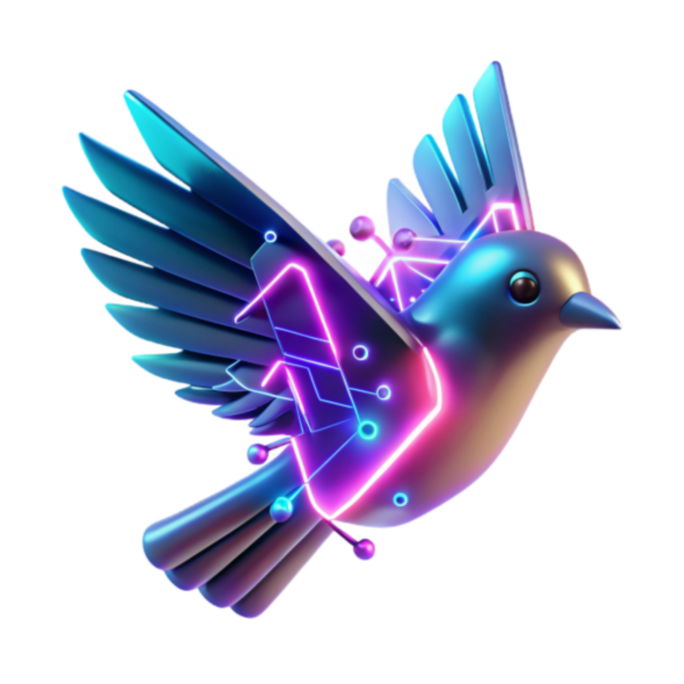 Neon Bird 3D Render Abstract Background Illustration png