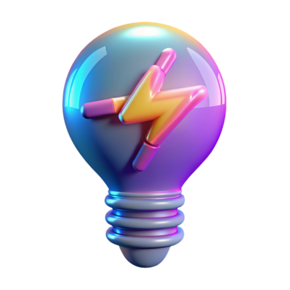 Bright Idea 3D Render Lightbulb Illustration Power Energy Innovation png