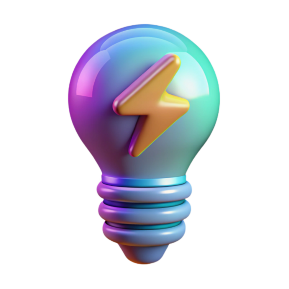 Vibrant 3D Lightbulb Illustration Power Idea Concept png