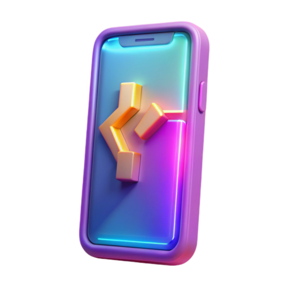 3D Render Mobile App Icon Abstract Background Neon Colors png