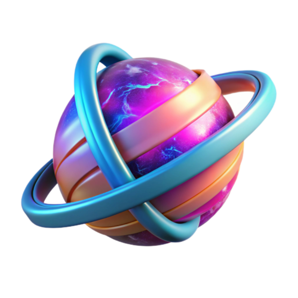 Abstract 3D Render of a Colorful Orb with Rings png
