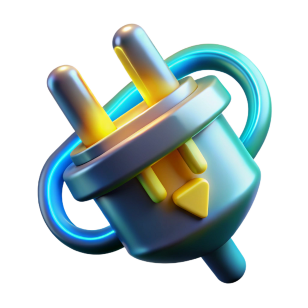 Vibrant 3D Render of a Power Plug Icon png