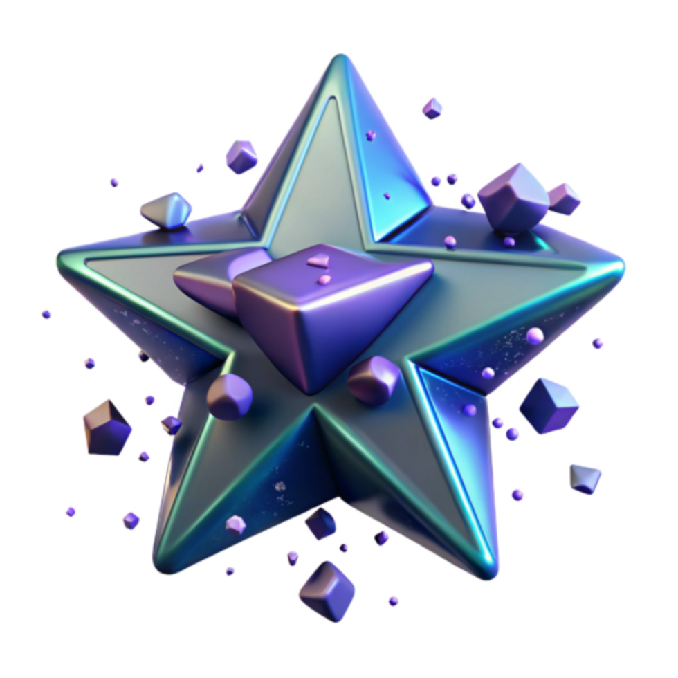 Iridescent Starburst 3D Render Abstract Background Image png