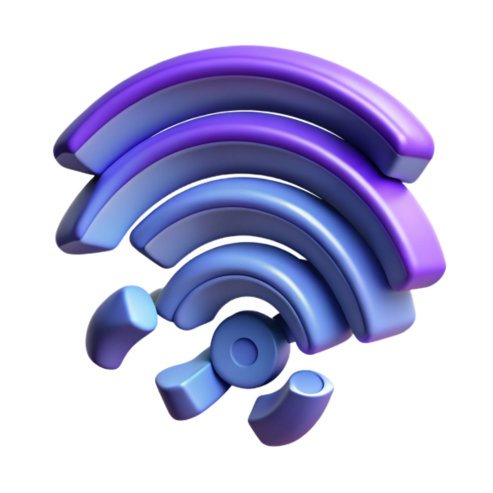 3D Render Purple Blue Wifi Signal Abstract Illustration png