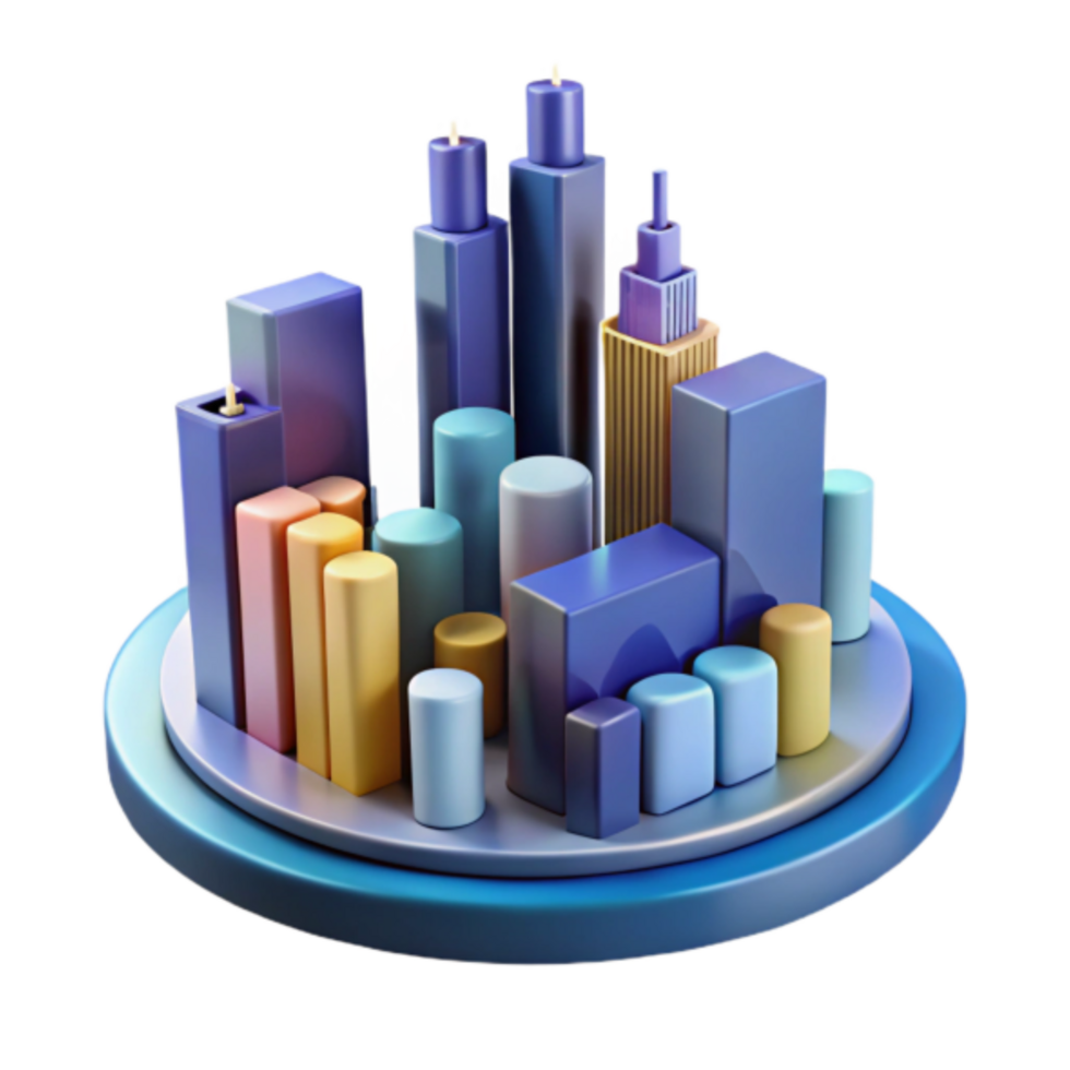 Abstract 3D Cityscape Illustration Pastel Colors png