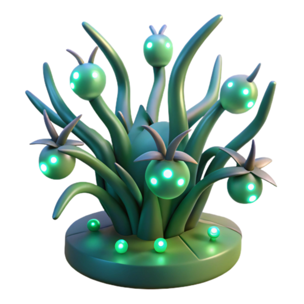Glowing Orb Plant 3D Render Illustration png
