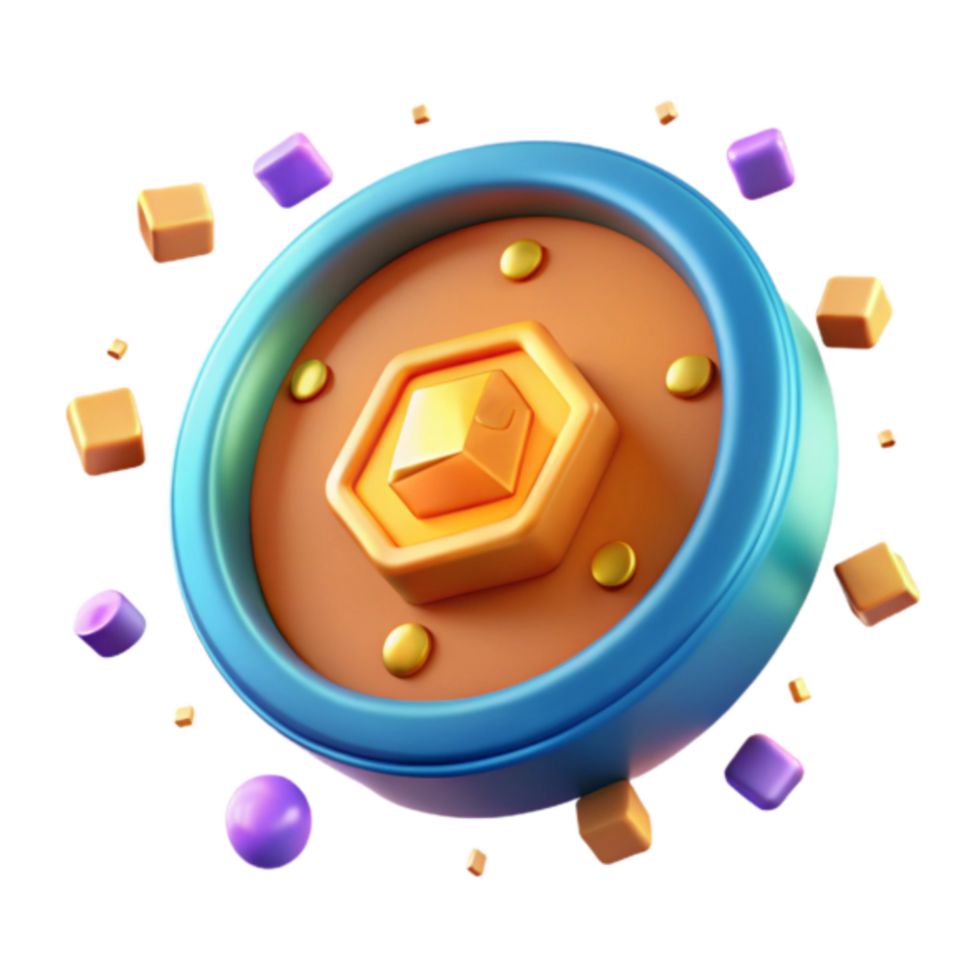 Vibrant 3D Render of Abstract Geometric Shapes png