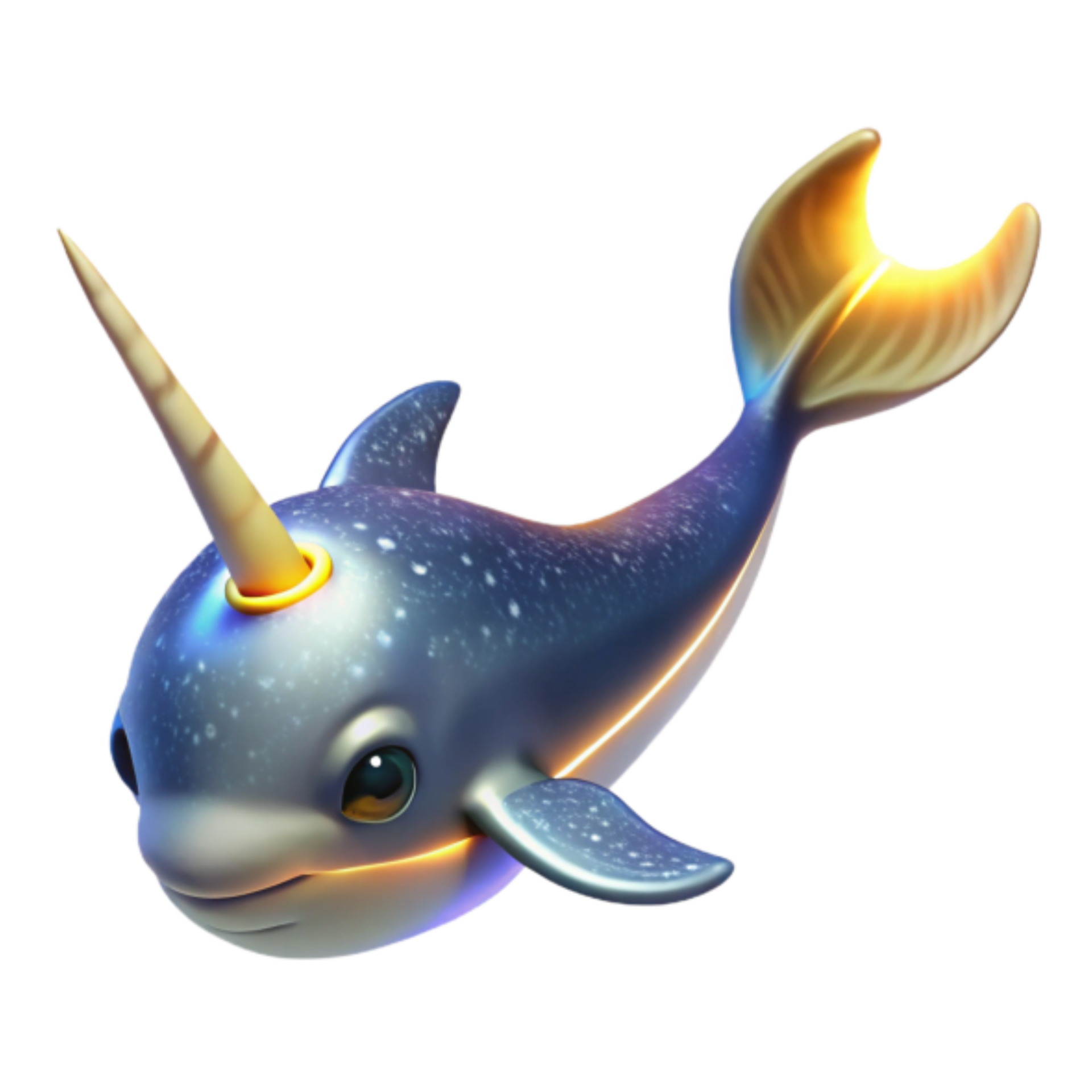Adorable narwhal 3d illustration cute fantasy sea creature magical