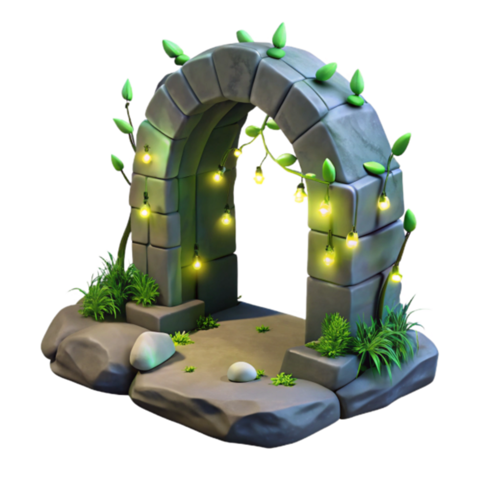 Enchanted Stone Archway 3D Render - Fantasy Game Asset png