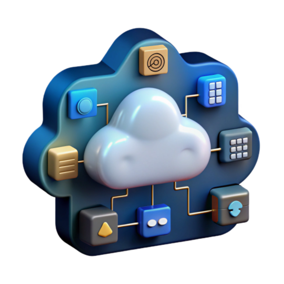 3D Illustration Cloud Computing Network System Data Center png