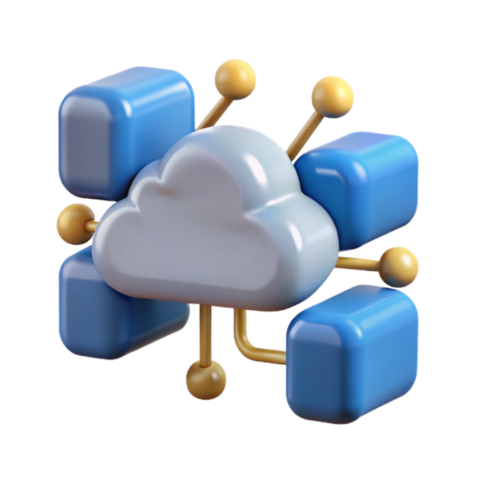 3D Illustration Cloud Computing Network Data Storage Cubes png