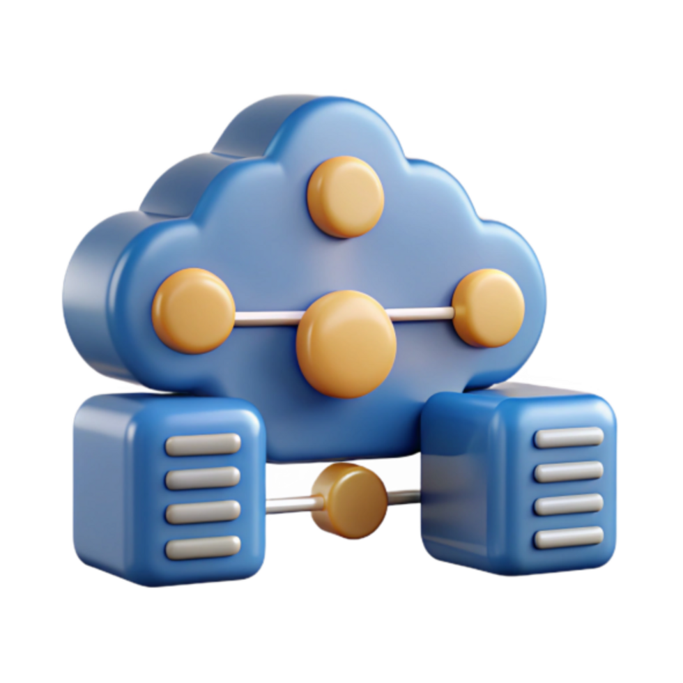 3D Render Cloud Server Network Illustration, Abstract Technology Icon png
