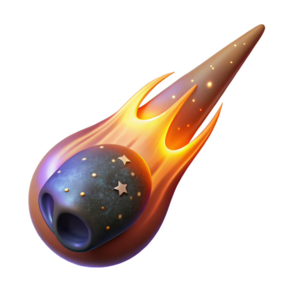 Fiery Comet 3D Illustration Starry Night Cosmic Trail Blazing Meteor Space Rock png