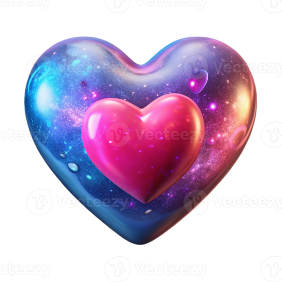 Cosmic Heart 3D Render A Galaxy Within a Heart Illustration png
