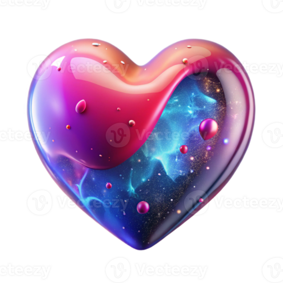 Cosmic Heart 3D Render Abstract Background of Vibrant Pink and Blue Nebula png