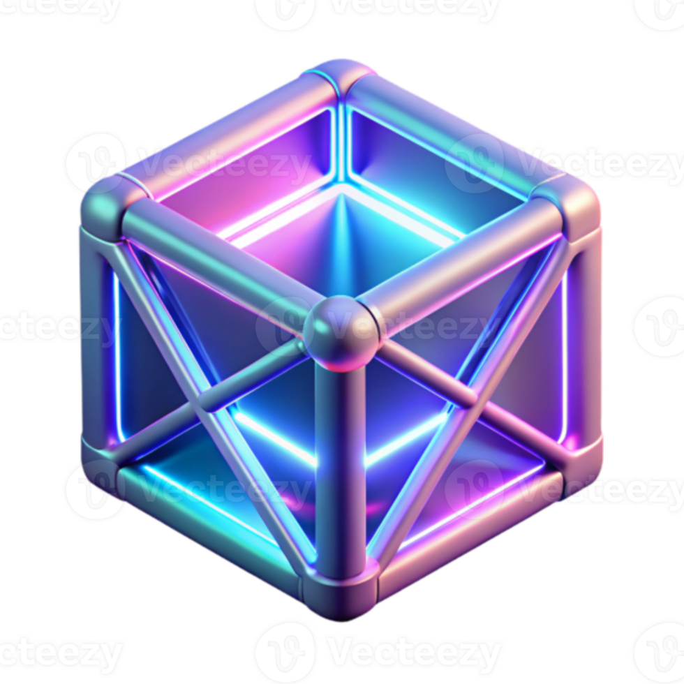 Glowing Cube 3D Render Abstract Background png