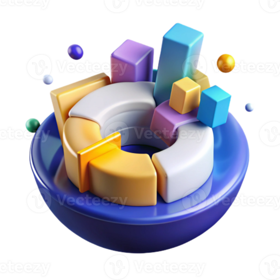 Abstract 3D Render of Colorful Data Visualization Chart png