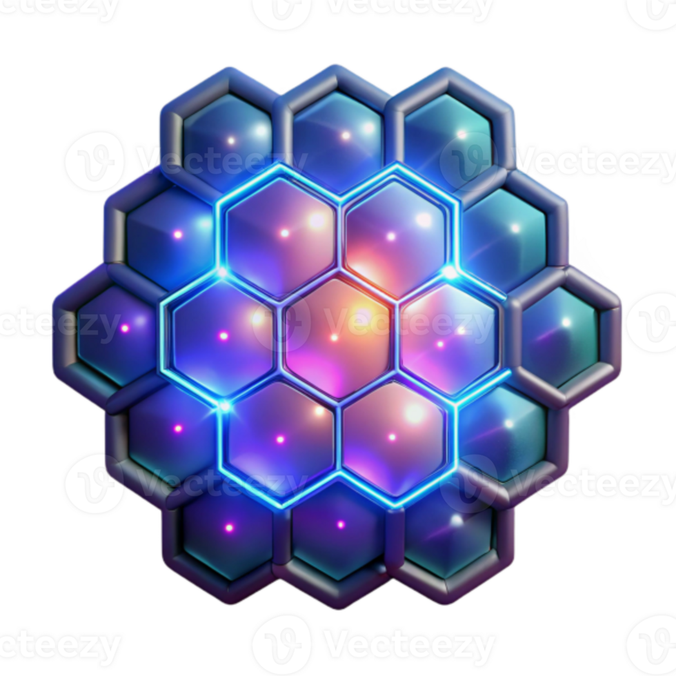 brilhando hexágono rede 3d render abstrato fundo imagem png