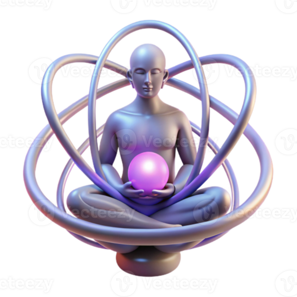 3D Render Serene Figure Meditation Sphere Abstract Background Illustration png