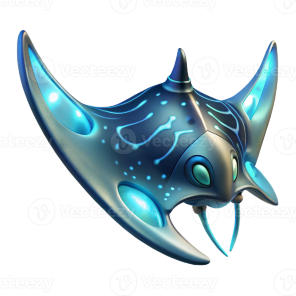 Glowing Stingray 3D Illustration Ocean Creature Fantasy Art png