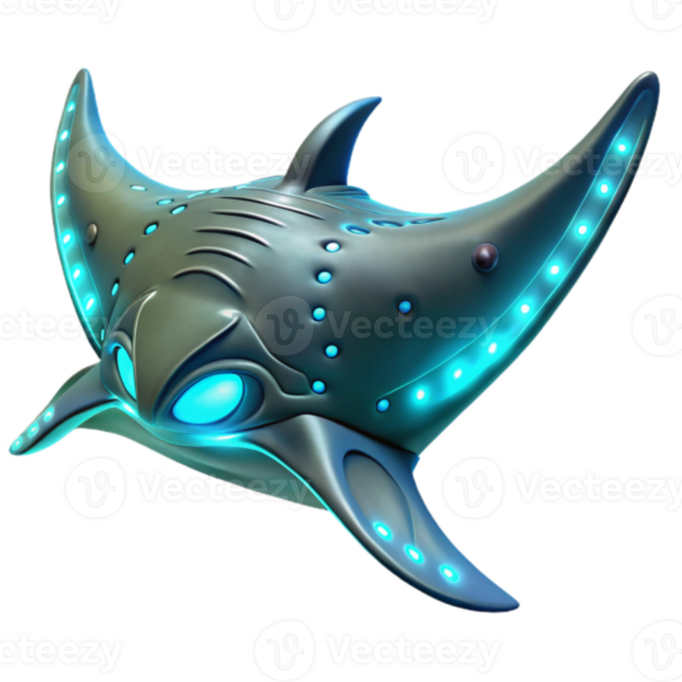 Glowing Stingray 3D Render Futuristic Aquatic Life png